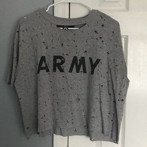 Vintage Destroyed Army Crop Tee